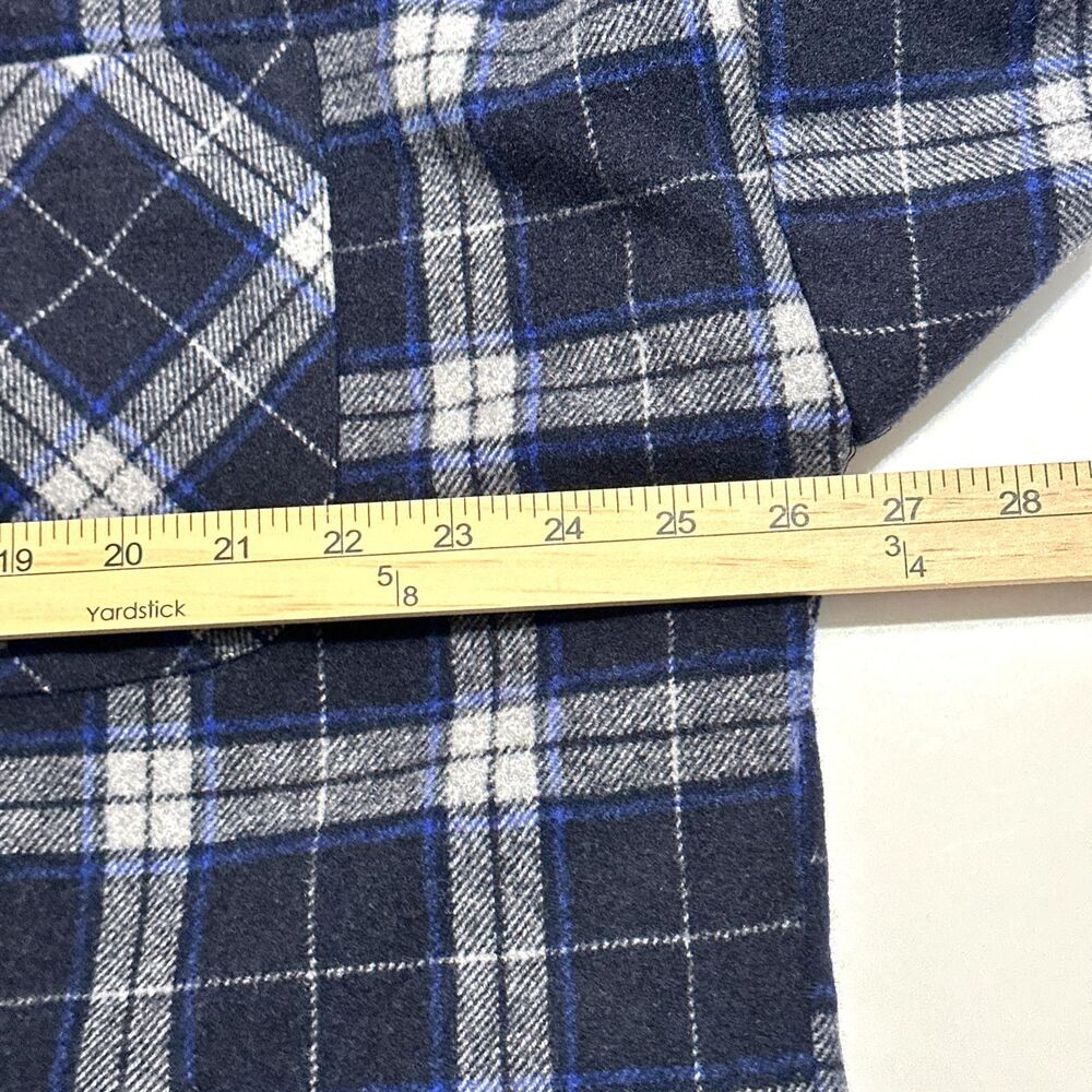 MODITEC Shirt Women Size 2 Navy Blue Gray Plaid Long Sleeve Button-Up Flannel - Picture 6 of 12